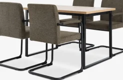 Mesas De Comedor|Conjuntos De Comedor>JYSK AABENRAA + ESPEMesa AABENRAA L120 roble cálido + 4 sillas ESPE oliva/negro