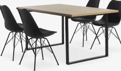 Mesas De Comedor|Conjuntos De Comedor>JYSK AABENRAA + KLARUPMesa AABENRAA L160 roble cálido + 4 sillas KLARUP negro