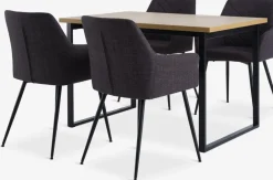 Mesas De Comedor|Conjuntos De Comedor>JYSK AABENRAA + PURHUSMesa AABENRAA L120 roble cálido + 4 sillas PURHUS gris/negro