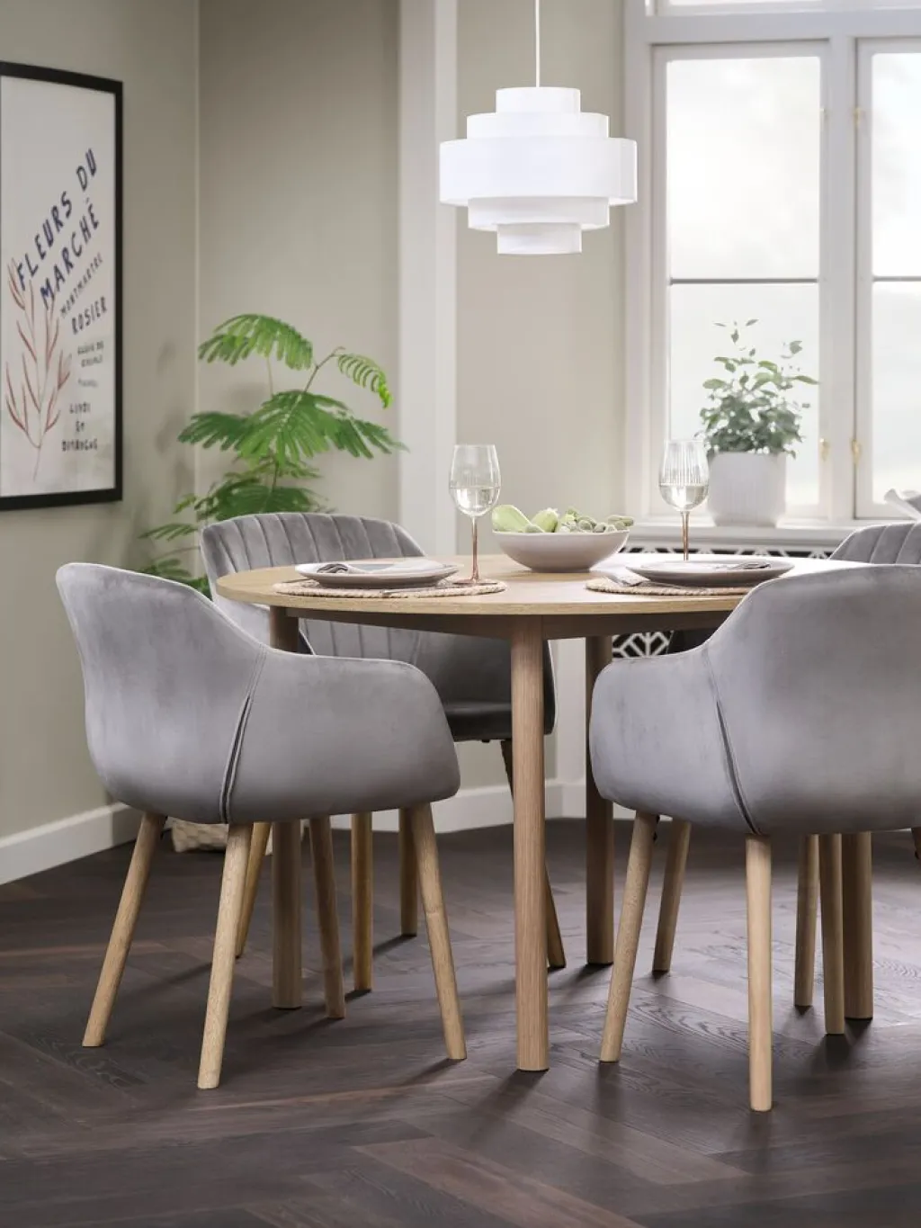 Sillas De Comedor>JYSK ADSLEVSilla de comedor ADSLEV terciopelo /natural Gris