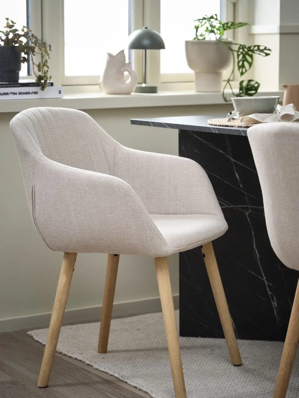 Sillas De Comedor>JYSK ADSLEVSilla de comedor ADSLEV tela beis/color roble natural Beige