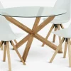 Mesas De Comedor|Conjuntos De Comedor>JYSK AGERBY + BLOKHUSMesa AGERBY Ø119 roble natural + 4 sillas BLOKHUS blanco