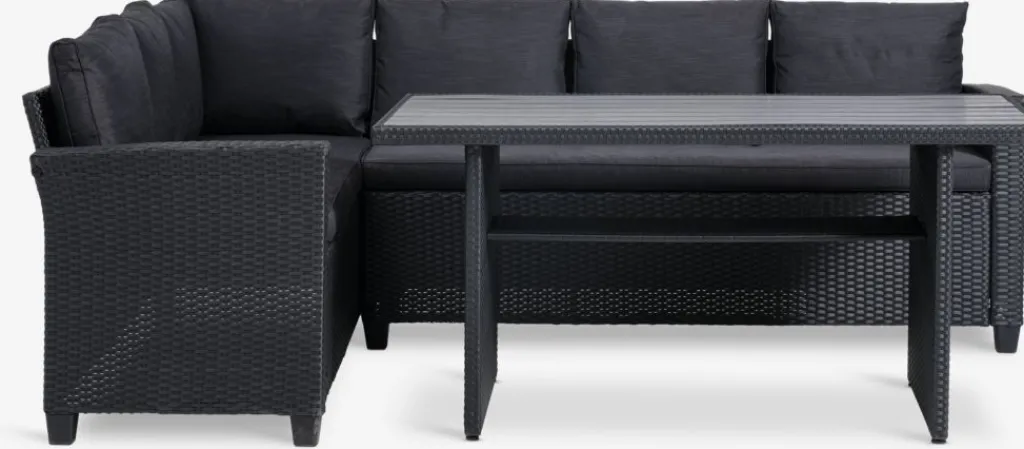 Conjuntos Mesa Y Sillas De Jardín|Muebles De Jardín>JYSK AGERMOSEConjunto muebles jardín AGERMOSE 6 plazas Negro