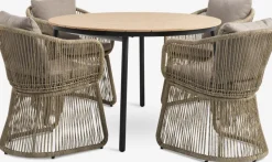 Conjuntos Mesa Y Sillas De Jardín>JYSK AKTIVEN + STORDALENMesa AKTIVEN L118/168 + 4 sillas STORDALEN natural