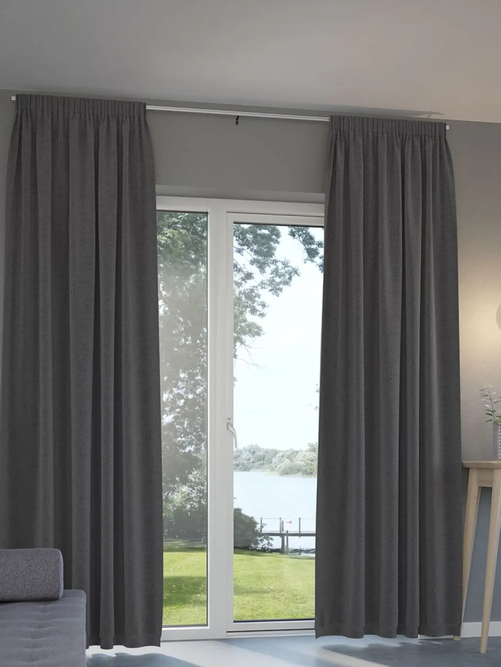 Cortinas Opacas>JYSK ALDRACortina opaca ALDRA 1x140x300 antracita Gris oscuro