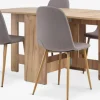 Mesas De Comedor|Conjuntos De Comedor>JYSK ALLING + JONSTRUPMesa ALLING L100/163 roble cálido + 4 sillas JONSTRUP gris