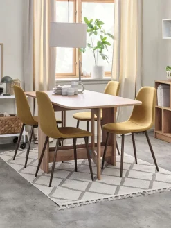 Mesas De Comedor|Conjuntos De Comedor>JYSK ALLING + JONSTRUPMesa ALLING L100/163 roble cálido + 4 sillas JONSTRUP curry