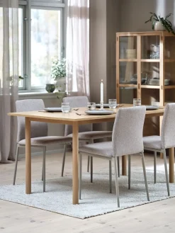 Mesas De Comedor|Conjuntos De Comedor>JYSK ALSTED + BRANDEMesa ALSTED L160 roble natural + 4 sillas BRANDE beis