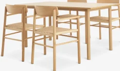 Mesas De Comedor|Conjuntos De Comedor>JYSK ALSTED + ISLEVMesa ALSTED L160 roble + 4 sillas ISLEV roble reposabrazos Roble natural