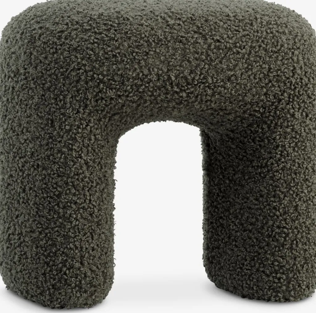 Pufs|Pufs>JYSK ANDSTPuf ANDST 46x38 tela de felpa verde oliva