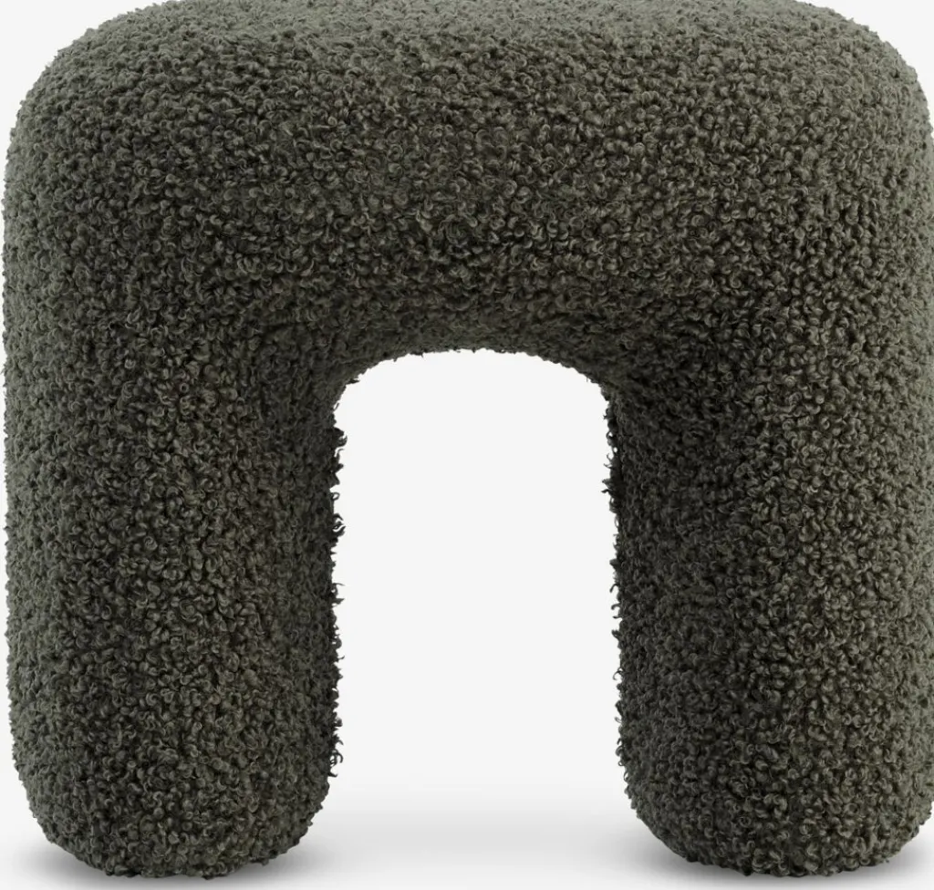Pufs|Pufs>JYSK ANDSTPuf ANDST 46x38 tela de felpa verde oliva