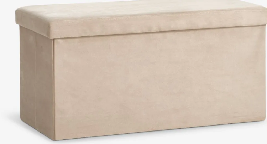 Pufs|Pufs>JYSK AUNINGPuf AUNING 76x38 con almacenaje terciopelo arena oscuro