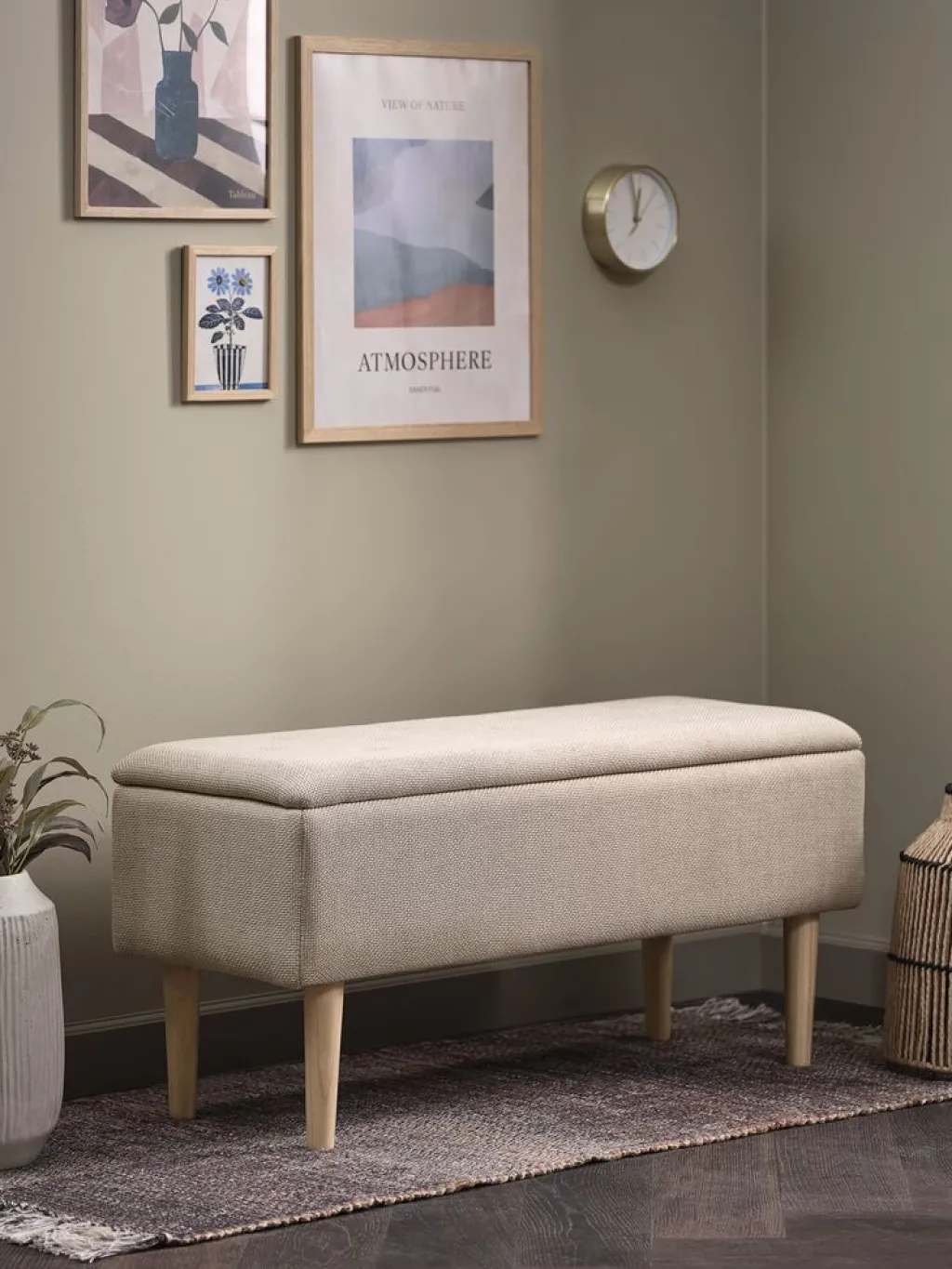 Bancos|Bancos>JYSK BADSTEDBanco BADSTED con almacenaje tela beis/color roble Beige