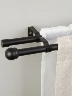 Barras Y Rieles Para Cortinas>JYSK BALLBarra de cortina doble BALL 120-210cm Negro