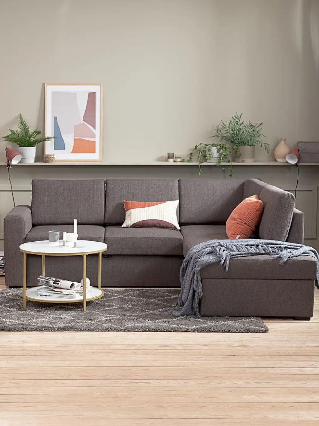 Sofás Cama|Sofás Cama>JYSK BEDSTEDSofá cama con chaise longue BEDSTED gris