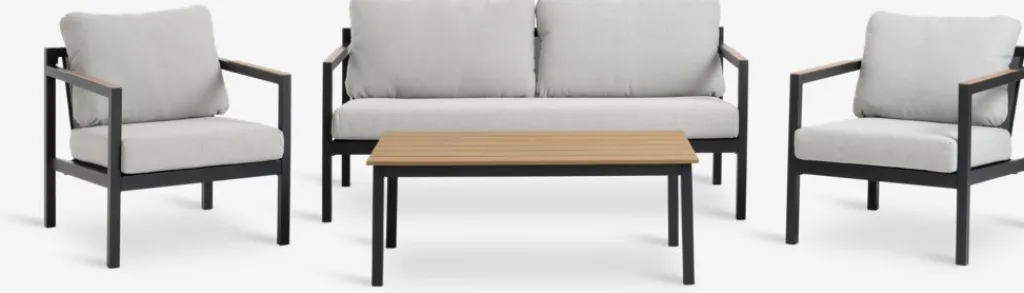 Conjuntos Mesa Y Sillas De Jardín|Muebles De Jardín>JUTLANDIA BEJSTRUPConjunto muebles jardín BEJSTRUP 4 plazas gris