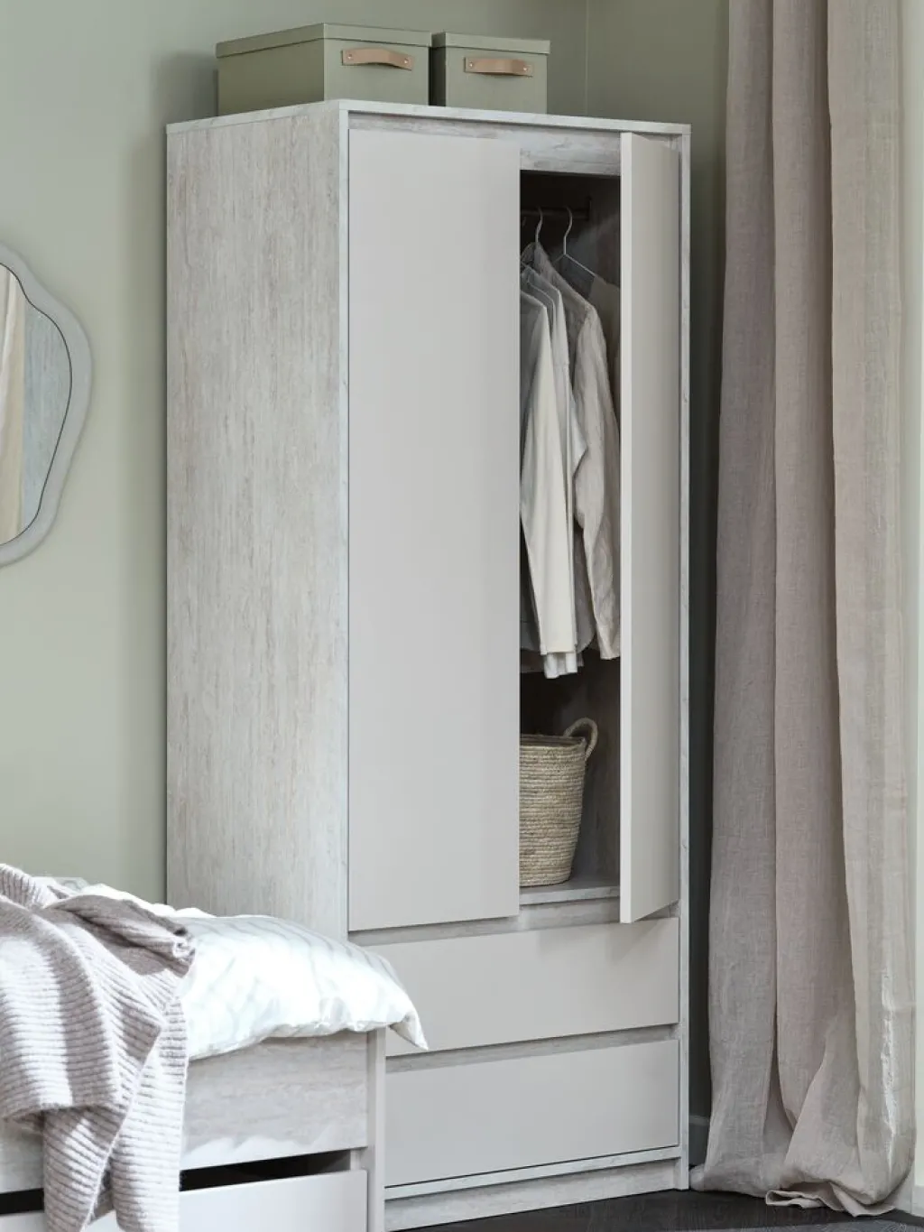 Armarios|Todos Los Armarios>JYSK BILLUNDArmario BILLUND 80x193 2 puertas 2 cajones travertino/beis Travertino+Beige