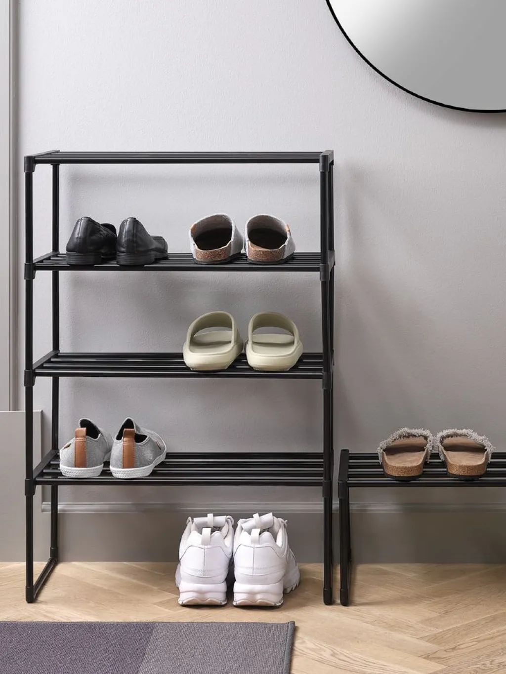 Zapateros|Zapateros>JYSK BORNHOLMZapatero BORNHOLM 4 estantes negro