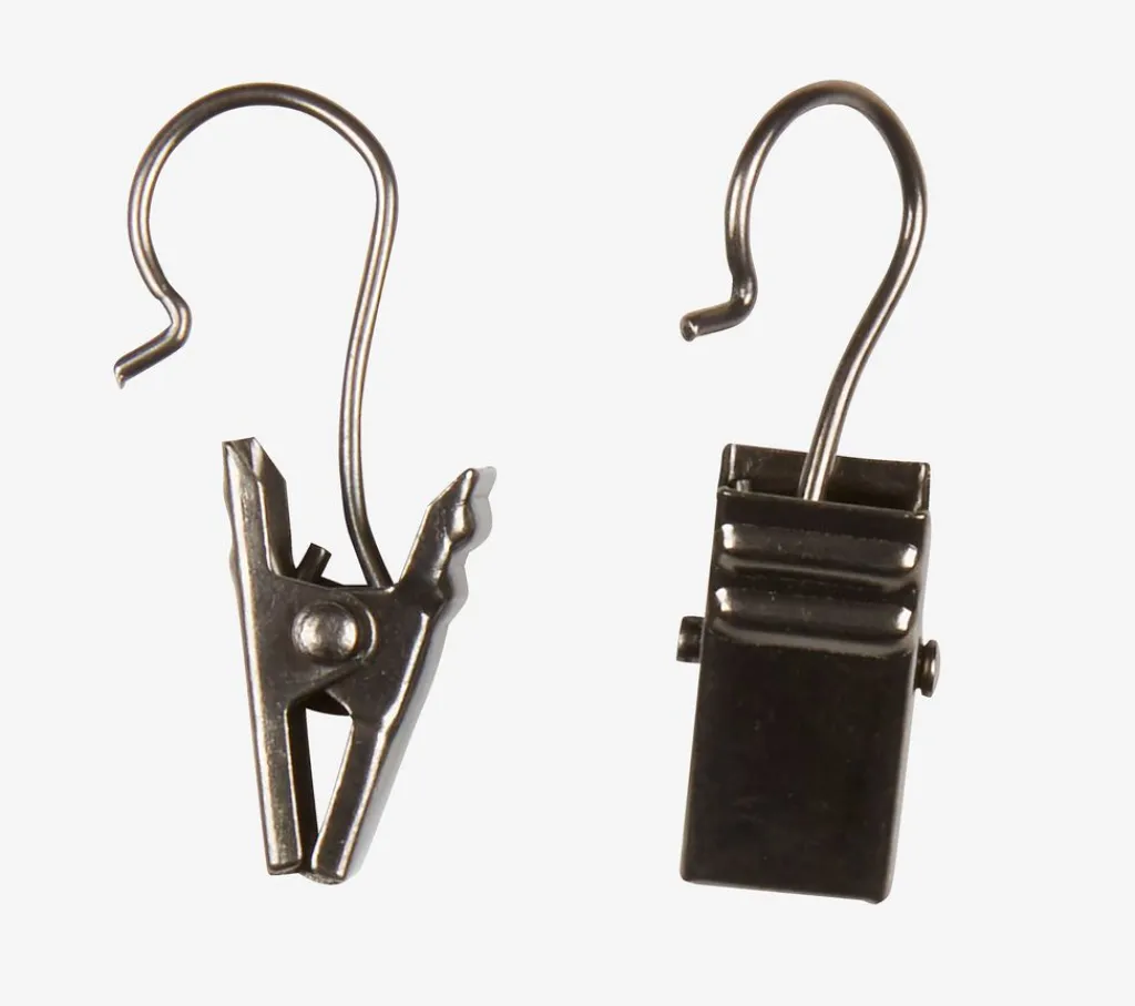 Ganchos, Anillas Y Soportes De Cortinas>JYSK Clip metal negro mate 10 unidades
