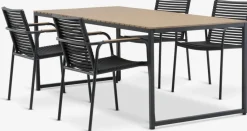 Conjuntos Mesa Y Sillas De Jardín>JUTLANDIA DAGSVAD + NABEMesa FAUSING L190 + 4 sillas NABE negro