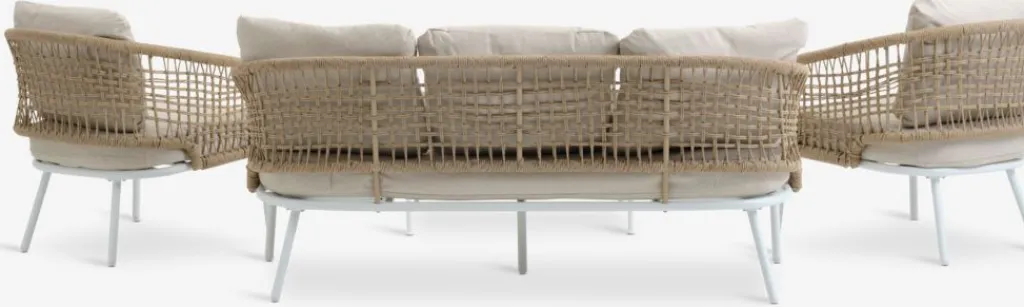 Conjuntos Mesa Y Sillas De Jardín|Muebles De Jardín>JUTLANDIA DYVIGConjunto muebles jardín DYVIG 5 plazas secado rápido blanco