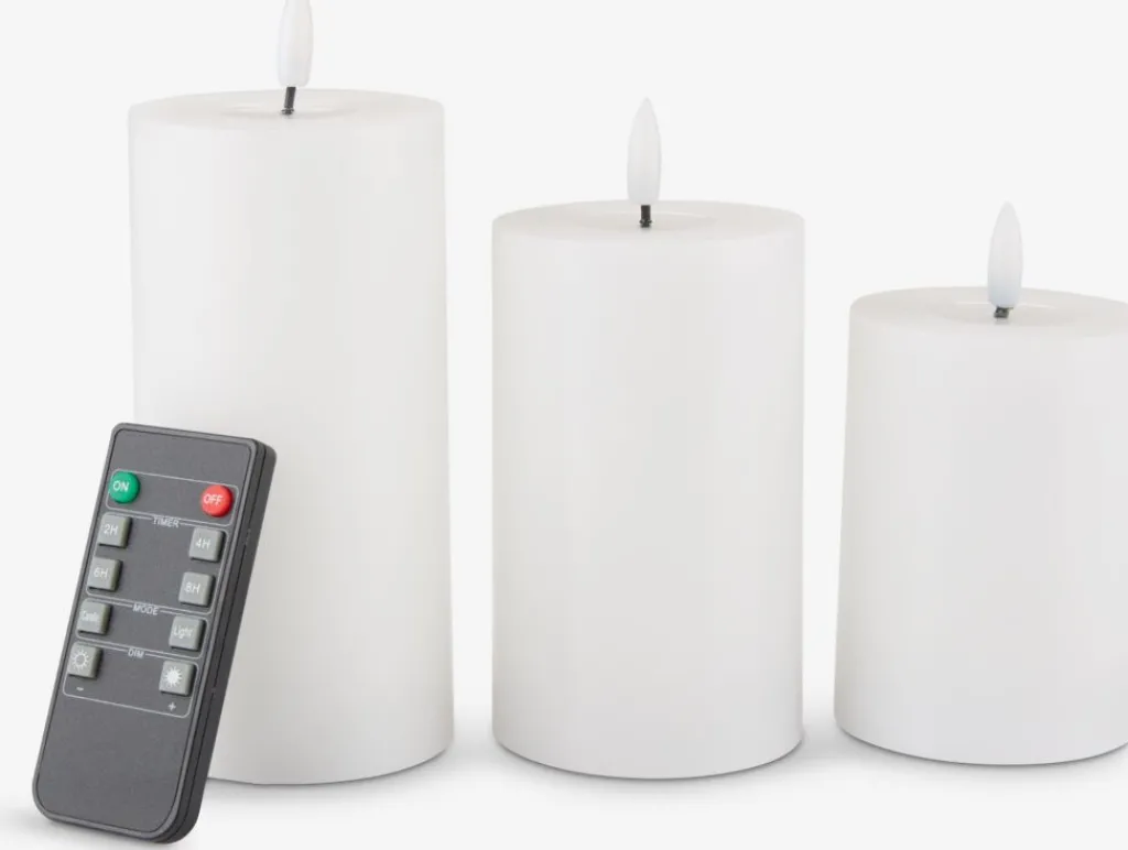 Velas LED>JYSK EIDEVela pilar LED EIDE 3 unidades con mando