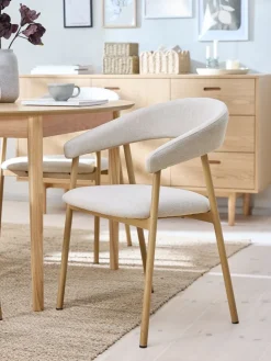 Sillas De Comedor>JYSK EJSINGSilla de comedor EJSING tela beis/color roble natural