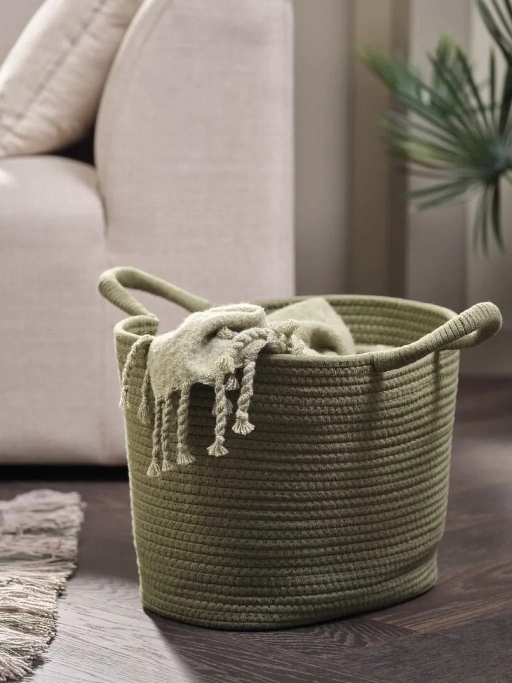 Todas Las Cestas|Cestas Y Cajas>JYSK ESGECesta ESGE A30xL41xA30cm oliva oscuro