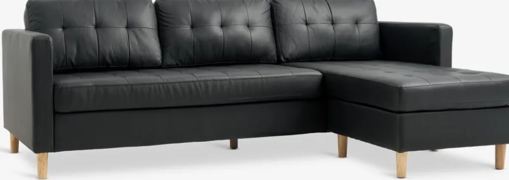 2 Plazas|3 Plazas>JYSK FALSLEVSofá FALSLEV chaise longue polipiel Negro