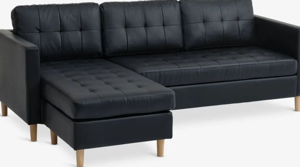 2 Plazas|3 Plazas>JYSK FALSLEVSofá FALSLEV chaise longue polipiel Negro