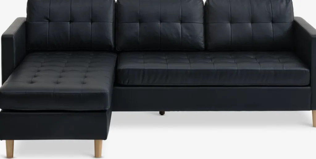 2 Plazas|3 Plazas>JYSK FALSLEVSofá FALSLEV chaise longue polipiel Negro