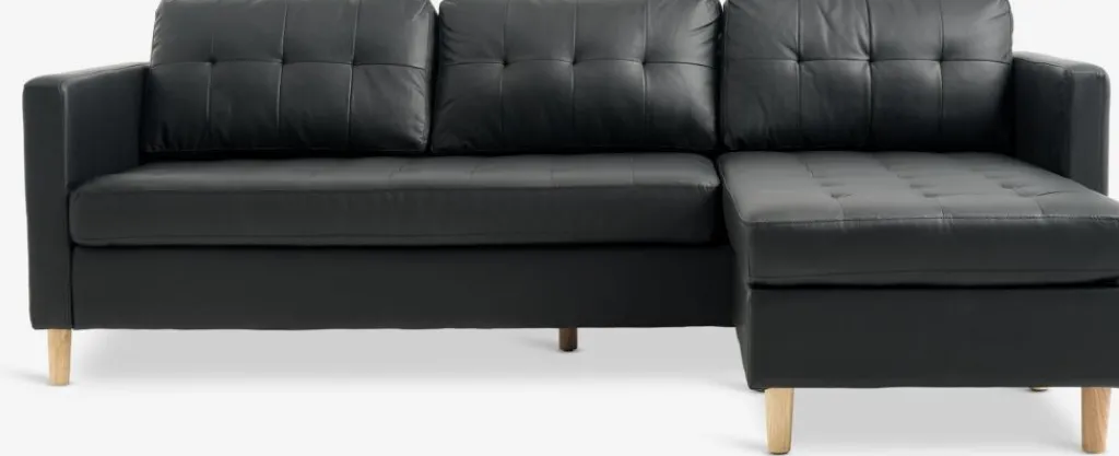 2 Plazas|3 Plazas>JYSK FALSLEVSofá FALSLEV chaise longue polipiel Negro