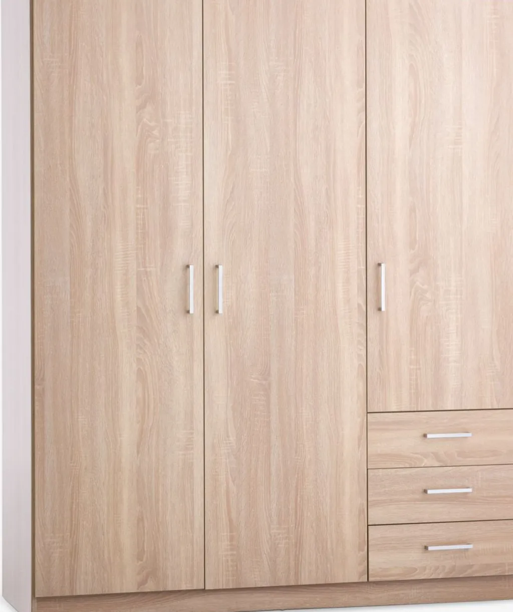 Armarios|Todos Los Armarios>JYSK FANDRUPArmario FANDRUP 145x176 3 puertas 3 cajones color roble cl Roble claro