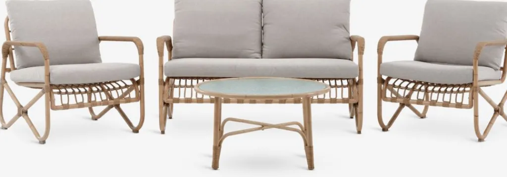 Conjuntos Mesa Y Sillas De Jardín|Muebles De Jardín>JYSK FJANDConjunto muebles jardín FJAND 4 plazas bambú natural