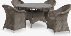 Conjuntos Mesa Y Sillas De Jardín>JUTLANDIA GAMMELBYMesa GAMMELBY Ø130 + 4 sillas GAMMELBY gris