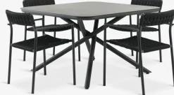 Conjuntos Mesa Y Sillas De Jardín>JYSK GOTHENBURG + TRILLEVALLENMesa GOTHENBURG L120 gris + 4 sillas TRILLEVALLEN negro