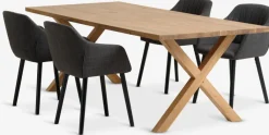 Mesas De Comedor|Conjuntos De Comedor>JYSK GRIBSKOV + ADSLEVMesa GRIBSKOV L230 roble natural + 4 sillas ADSLEV antracita Gris antracita+Negro