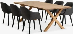 Mesas De Comedor|Conjuntos De Comedor>JYSK GRIBSKOV + ADSLEVMesa GRIBSKOV L230 roble natural + 4 sillas ADSLEV antracita Gris antracita+Negro