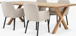 Mesas De Comedor|Conjuntos De Comedor>JYSK GRIBSKOV + SOTTRUPMesa GRIBSKOV L230 roble natural+4 sillas SOTTRUP beis/negro