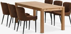 Mesas De Comedor|Conjuntos De Comedor>JYSK HAGE + PEBRINGEMesa HAGE L190 roble natural + 4 PEBRINGE marrón/negro