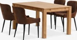 Mesas De Comedor|Conjuntos De Comedor>JYSK HAGE + PEBRINGEMesa HAGE L150 roble natural+4 sillas PEBRINGE marrón/negro