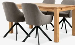 Mesas De Comedor|Conjuntos De Comedor>JYSK HAGE + ROSTRUPMesa HAGE L150 roble natural + 4 sillas ROSTRUP arena/negro