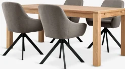 Mesas De Comedor|Conjuntos De Comedor>JYSK HAGE + ROSTRUPMesa HAGE L190 roble natural + 4 sillas ROSTRUP arena/negro