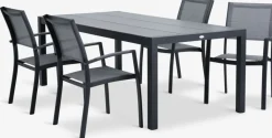 Conjuntos Mesa Y Sillas De Jardín>JUTLANDIA HAGEN + STRANDBYMesa HAGEN L214 + 4 sillas STRANDBY gris