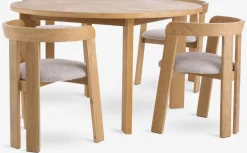 Mesas De Comedor|Conjuntos De Comedor>JYSK HARESKOV + BOVRUPMesa HARESKOV Ø129 roble natural + 4 sillas BOVRUP roble