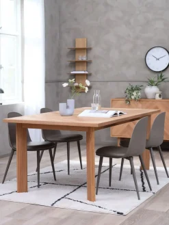 Mesas De Comedor|Conjuntos De Comedor>JYSK HARESKOV + ULDALMesa HARESKOV L200 roble natural + 4 sillas ULDAL marrón