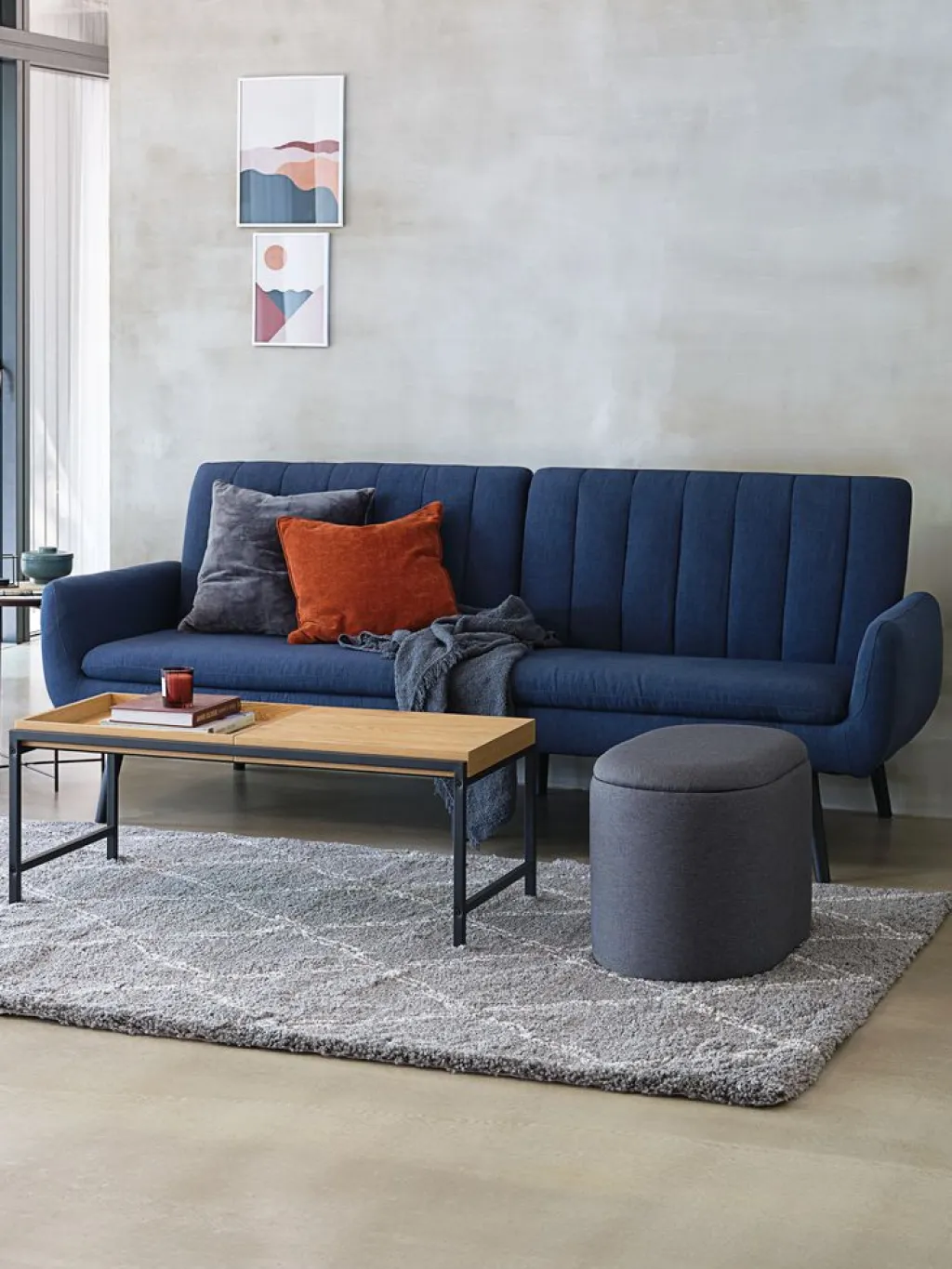 Sofás Cama|Sofás Cama>JYSK HARNDRUPSofá cama HARNDRUP tela azul oscuro