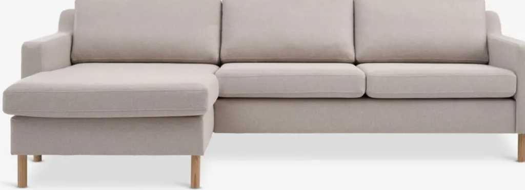 2 Plazas|3 Plazas>JYSK HELLERUPSofá HELLERUP chaise longue tela beis/roble natural