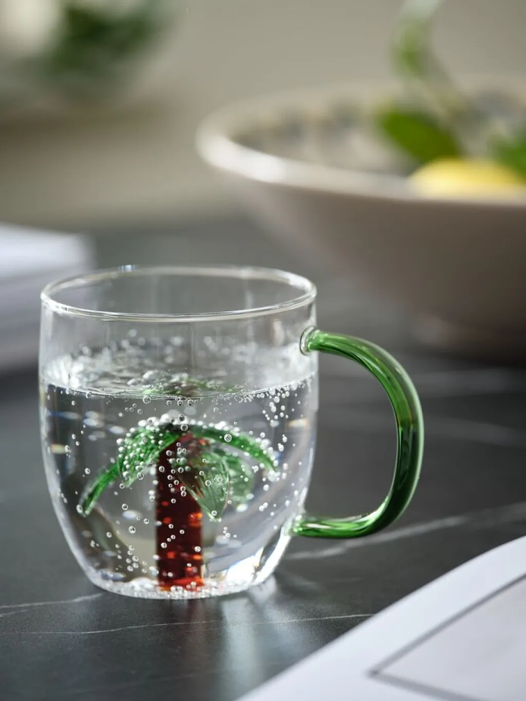 Vasos Y Tazas>JYSK HILMERTaza HILMER Ø8xA9cm 32cl cristal con palmera