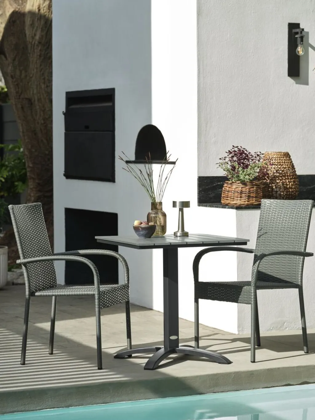 Mesas De Jardín>JUTLANDIA HOBROMesa de balcón HOBRO A70xL70 Gris